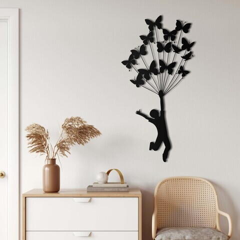 Decoratiune de perete, 5330, Metal, Dimensiuni: 38 x 75 cm, Negru