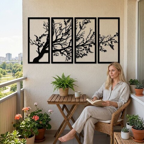 Decoratiune de perete, 5321, Metal, Dimensiune: 150 x 75 cm, Negru