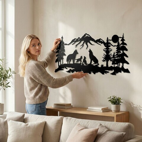 Decoratiune de perete, 5314, Metal, Dimensiuni: 75 x 33 cm, Negru