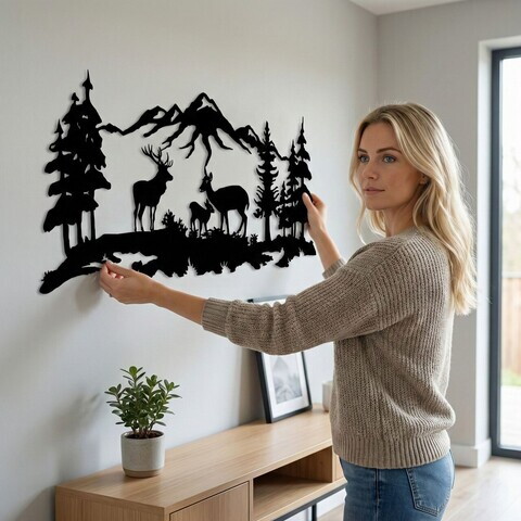 Decoratiune de perete, 5275, Metal, Dimensiuni: 75 x 33 cm, Negru