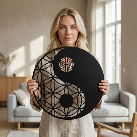 Decoratiune de perete, 5247, Metal, Dimensiune: 45 x 45 cm, Negru