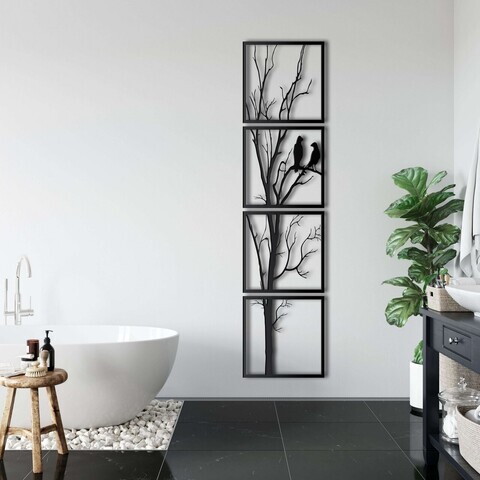 Decoratiune de perete, 5235, Metal, Dimensiune: 30 x 120 cm, Negru