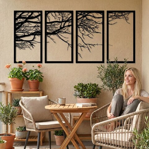 Decoratiune de perete, 5211, Metal, 100 x 50 cm, Negru
