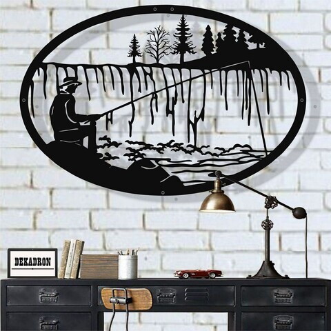 Decoratiune de perete, 5203, Metal, Dimensiune: 75 x 50 cm, Negru