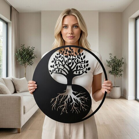 Decoratiune de perete, 5201, Metal, Dimensiune: 72 x 72 cm, Negru