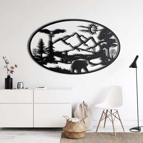 Decoratiune de perete, 5190, Metal, Dimensiune: 75 x 45 cm, Negru