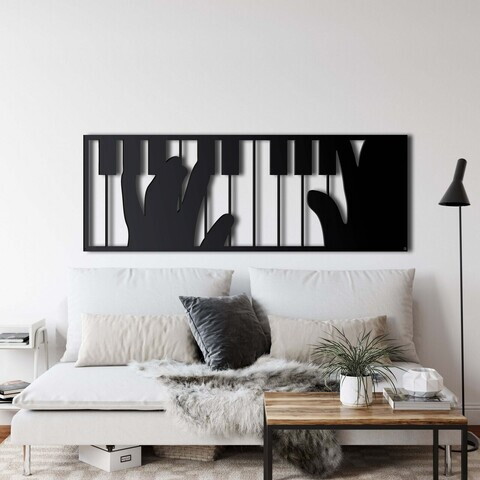 Decoratiune de perete, 5156, Metal, Dimensiune: 60 x 21 cm, Negru