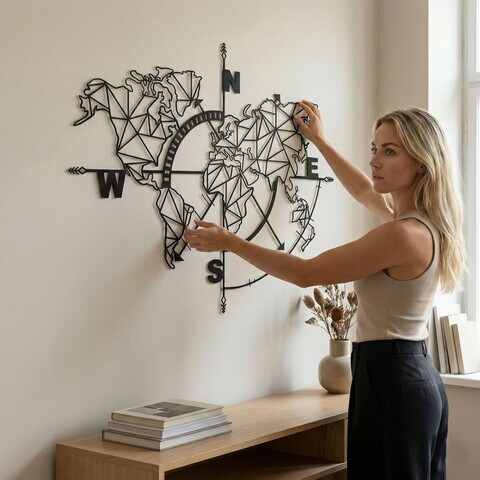 Decoratiune de perete, 5140, Metal, Dimensiuni: 98 x 75 cm, Negru