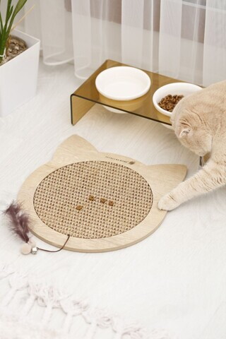 Covoraș de zgâriat pentru pisici, Paws & Whiskers, Kedi, MDF, Bej
