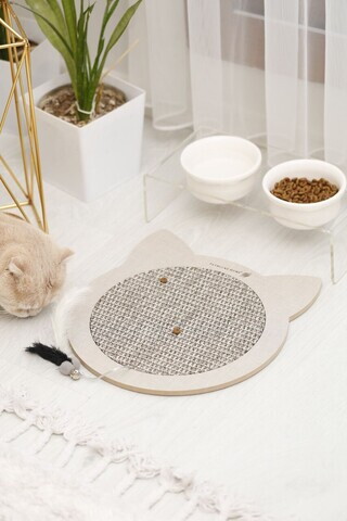 Covoraș de zgâriat pentru pisici, Paws & Whiskers, Kedi, MDF, Gri