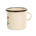 Cana emailata Tulips, Silesia, 9x9 cm, 450 ml, crem