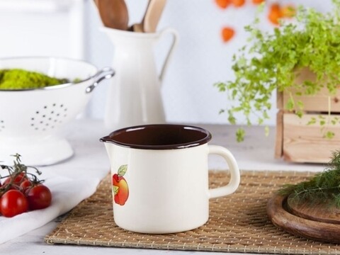 Alma zománcozott bögre, Szilézia, 12x11,5 cm, krém