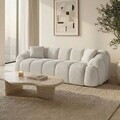 Canapea 3 locuri, Atelier del Sofa, 752EST1129, Lemn de carpen/PAL melaminat, Alb