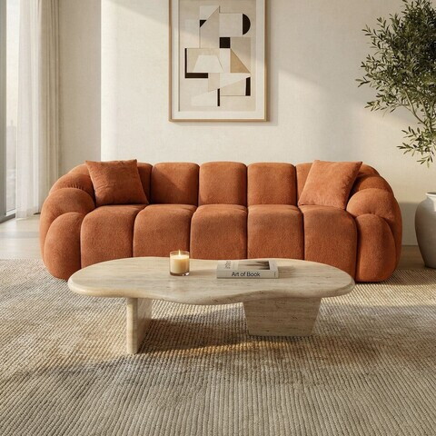 Canapea 3 locuri, Atelier del Sofa, 752EST1131, Lemn de carpen/PAL melaminat, Caramiziu