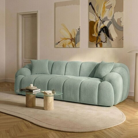 Canapea 3 locuri, Atelier del Sofa, 752EST1132, Lemn de carpen/PAL melaminat, Turcoaz