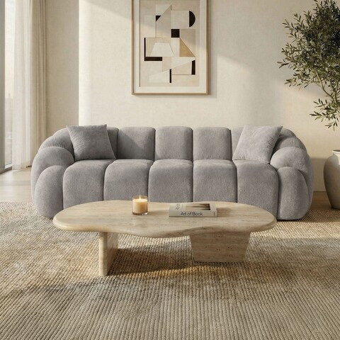 Canapea 3 locuri, Atelier del Sofa, 752EST1134, Lemn de carpen/PAL melaminat, Gri