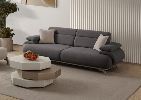 Canapea 3 locuri, Atelier del Sofa, 752EST1136, Lemn de carpen/PAL melaminat, Antracit
