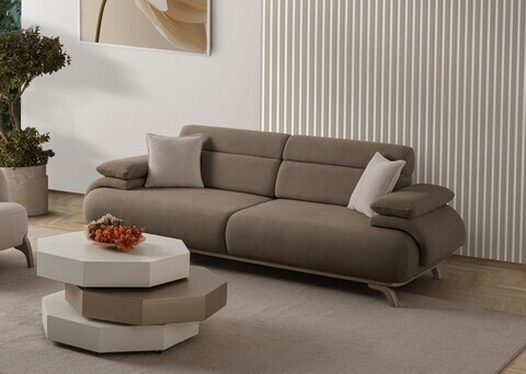 Canapea 3 locuri, Atelier del Sofa, 752EST1143, Lemn de carpen/PAL melaminat, Pământ
