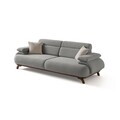 Canapea 3 locuri, Atelier del Sofa, 752EST1147, Lemn de carpen/PAL melaminat, Gri