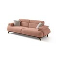 Canapea 3 locuri, Atelier del Sofa, 752EST1152, Lemn de carpen/PAL melaminat, Roz pudra