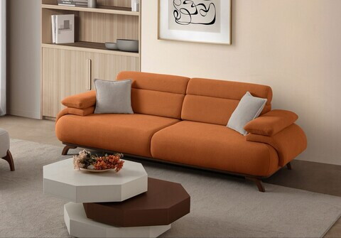 Canapea 3 locuri, Atelier del Sofa, 752EST1154, Lemn de carpen/PAL melaminat, Caramiziu