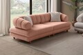 Canapea 3 locuri, Atelier del Sofa, 752EST1162, Lemn de carpen/PAL melaminat, Roz pudra