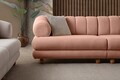 Canapea 3 locuri, Atelier del Sofa, 752EST1162, Lemn de carpen/PAL melaminat, Roz pudra