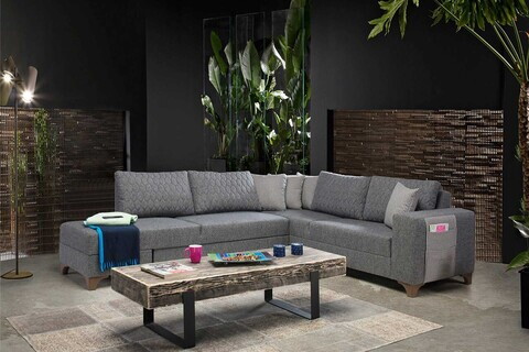 Coltar, Atelier del Sofa, 752EST1400, Lemn de carpen/PAL melaminat, Gri
