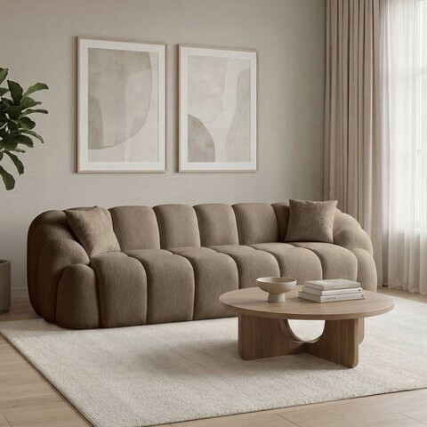 Canapea cu 4 locuri, Atelier del Sofa, 752EST2302, Lemn de carpen/PAL melaminat, Maro