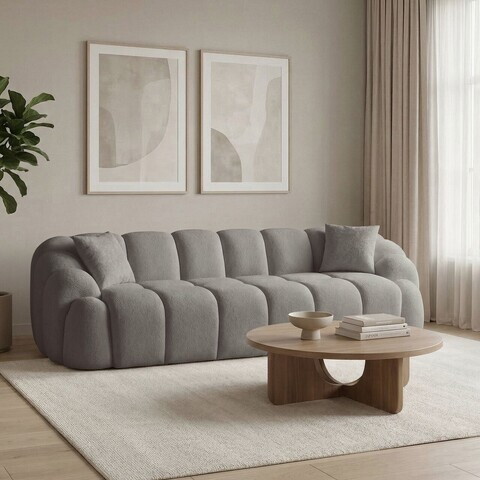 Canapea cu 4 locuri, Atelier del Sofa, 752EST2306, Lemn de carpen/PAL melaminat, Gri