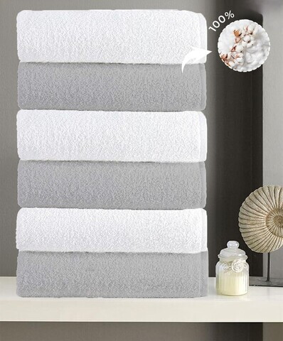 Set prosoape, L'essentiel Maison, Dz, Bumbac, Gri/Negru
