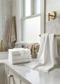 Set prosoape, L'essentiel Maison, Jelena, Bumbac, Alb
