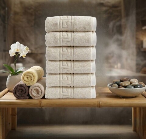Set prosoape, L'essentiel Maison, Greek, Bumbac, Crem