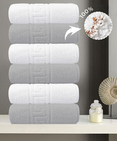 Set prosoape, L'essentiel Maison, Greek, Bumbac, Gri/Alb