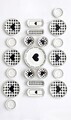 Set de mic dejun, Hermia, 759NRE1139, Ceramica, Farfurie de servire: 20 x 20 cm (6 bucăți), Alb/Negru