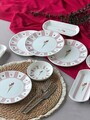 Set de mic dejun, Hermia, 759NRE1145, Ceramica, Platou: 20 x 9 x 3 cm (2 bucăți), Roz/Alb