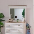 Oglindă decorativă din PAL, Hanah Home, Monte, 94.4x79.1x4.1 cm, PAL MELAMINAT, Crem / Stejar