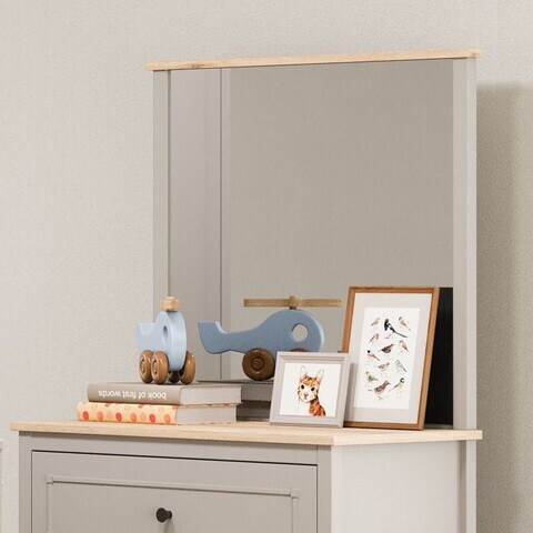 Oglindă decorativă din PAL, Hanah Home, Sento, 90.6x77.6x4.1 cm, PAL MELAMINAT, Gri / Stejar