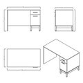 Birou, Hanah Home, Etto, 120x77.3x65 cm, PAL MELAMINAT, Lemn / Stejar alb
