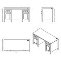 Birou, Hanah Home, Sento, 150x77.3x65 cm, PAL MELAMINAT, Gri / Stejar
