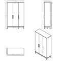 Dulap pentru haine, Hanah Home, Etto, 136x219.8x52.3 cm, PAL MELAMINAT, Lemn / Stejar alb