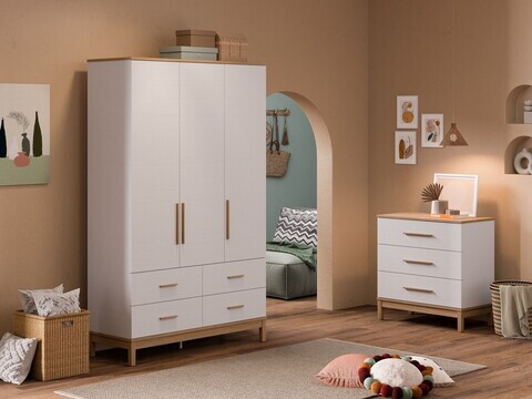Dulap pentru haine, Hanah Home, Etto, 136x219.8x52.3 cm, PAL MELAMINAT, Lemn / Stejar alb