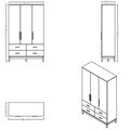 Dulap pentru haine, Hanah Home, Etto, 136x219.8x52.3 cm, PAL MELAMINAT, Lemn / Stejar alb