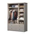 Dulap pentru haine, Hanah Home, Sento, 145.8x208.5x52.7 cm, PAL MELAMINAT, Gri / Stejar