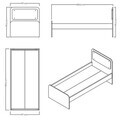 Pat de o persoană, Hanah Home, New Options, 97x99.5x204.6 cm, PAL MELAMINAT, Crem / Stejar