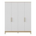 Dulap pentru haine, Hanah Home, Etto, 181.1x219.85x52.3 cm, PAL MELAMINAT, Lemn / Stejar alb