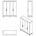 Dulap pentru haine, Hanah Home, Etto, 181.1x219.85x52.3 cm, PAL MELAMINAT, Lemn / Stejar alb