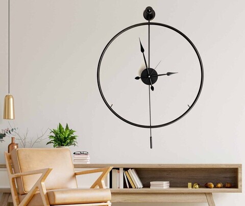Ceas de perete, Mclock-00102, Metal, Lățime: 58 cm Înălțime: 80 cm Adâncime: 7 cm, Negru