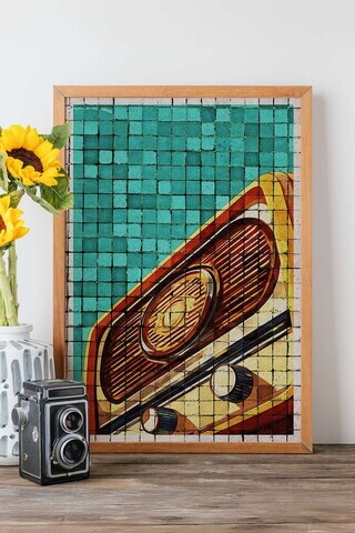 Tablou decorativ, Popmosaıc9, Lemn masiv, MDF, Multicolor