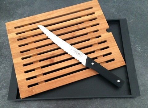 Tocator pentru paine cu cutit si tava Jean Dubost, inox/lemn